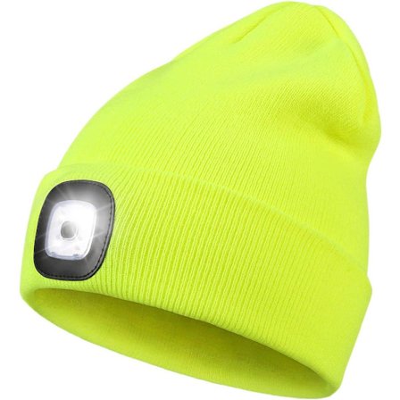 LED-mössa med ljus, unisex USB-uppladdningsbar handsfree 4 LED-pannlampa vinter stickad nattljusad hatt ficklampa kvinnor män presenter till pappa 