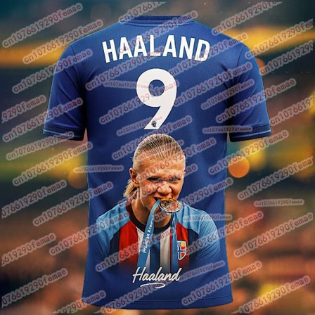 Sommer Hot Selling Erling Haaland Mode Fodbold Superstar 3D Printet Fan Kollektion Mindefodbolduniform
