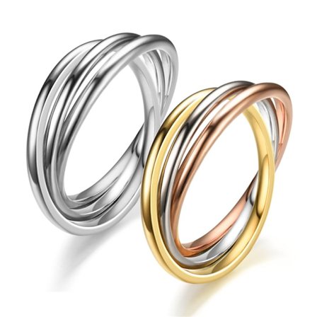 Rostfritt stål Ring Triple Interlocked Rolling High Polish Ring