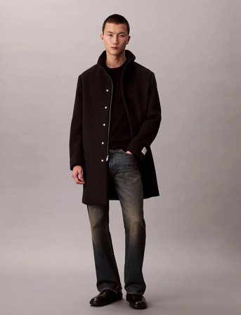 Calvin Klein Ls Wool Blend Car Coat - Black - RG/38