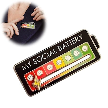 Sjov social humør pin 7 dage, social batteri reversnål, interaktiv humør pin, angst badge humørudtryksnål gave til introverte