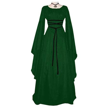 Halloween Långärmad Häxa Lång Klänning Cosplay Festdräkt