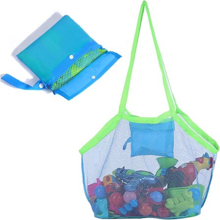 Sammenleggbar strandlekeoppbevaringsveske, nettlagringsveske for baby og barn