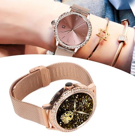 NX19 Smartwatch til kvinder - Fitness-sportsarmbånd til damer - Moderigtigt smartwatch til kvinder til Android og iOS-telefoner - Guld stål