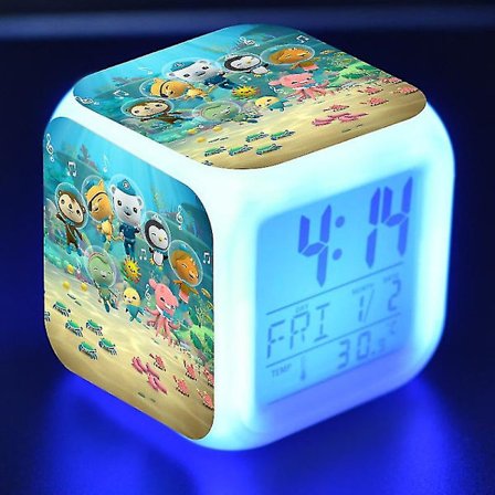 Octonauts Väckarklocka Kapten Bucks Expedition Färgglad LED-Glödande Stämningskvadrat Väckarklocka Stil E