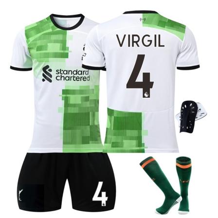 23/24 Liverpool borta fotbollströja med strumpor och skyddsutrustning 4 VIRGIL XS