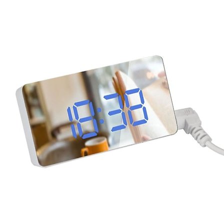 LED Digital Väggklocka Spegel Väggklocka Med Dimmer Snooze Temperaturfunktion För Sovrum Kontor Resa Usb Ström