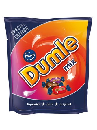 DumleFazer Mix3 with new Dark: dark chocolate covered chocolate toffee. Other tastes Original and Licorice. 0.35kg