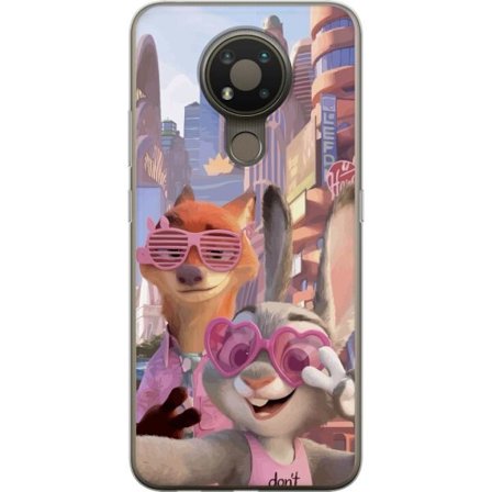 Kompatibelt Mobildeksel til Nokia Nokia 3.4 Animerede dyr i et solfylt bymiljø med rosa solbriller og en positiv melding i en fargerik feel-good stil