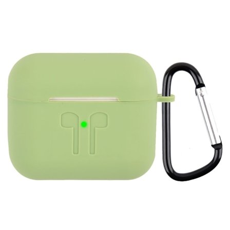 AirPods 3 design graverat silikonfodral med karbinhake - Ljusgrön