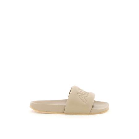 Ambush leather slides with quilted logo beige, Dam Flip-flops, Dam, Storlek: 39 EU