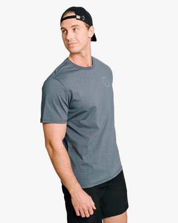 MM Sports Workout T-shirt Emblem, Faded Blue - L