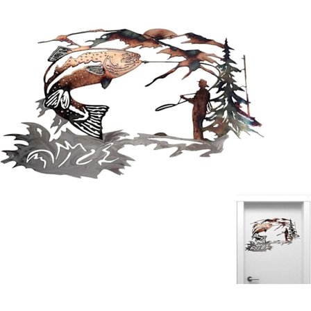 Fiske Art Trout Väggdekor, öring Art For - Metal