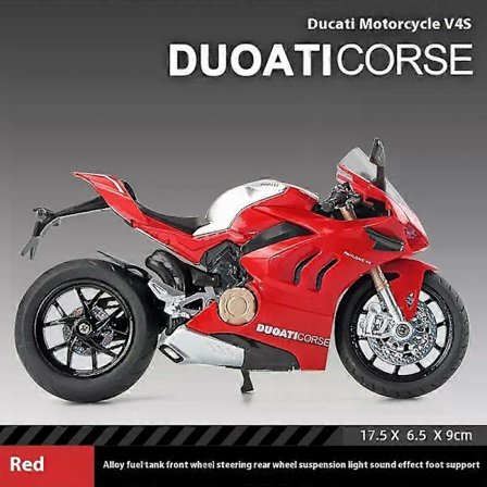Ducati Panigale V4S Model Legering Motorcykel Støbt Computer Skrivebord Ornament Trendy Display Gave til Ven Børn Legetøj (FMY) rød æske