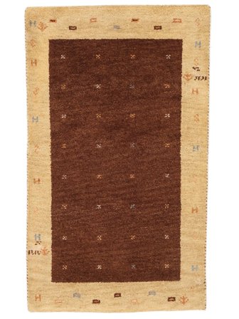 Noué À La Main Gabbeh Indo Fine Tapis 75X126 De Laine Orange/Noir Petit