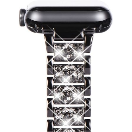 Kompatibel med Apple Watch-rem 38mm 40mm 41mm, kvinder funklende bling krystal rustfrit stål link armbånd udskiftningsrem til iwatch-serien