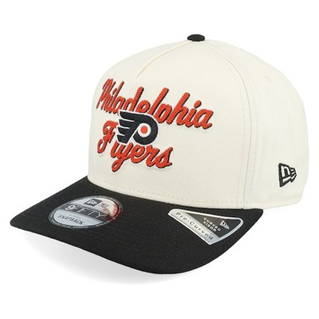 New Era - NHL White adjustable Caps - Philadelphia Flyers 9FIFTY Chainstitch Chrome White/Black A-Frame Adjustable @ Hatstore