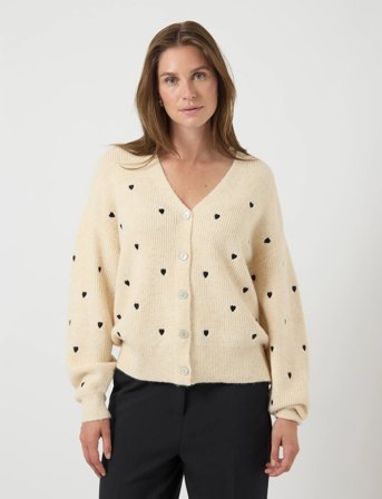 YAS Yasbow Ls Embroided Knit Cardigan S. - Cream - L