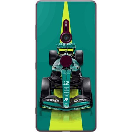 Yhteensopiva Puhelinkuori Sony Sony Xperia XZ3 Aston Martinin Formula 1 -auto vihreässä kilpailumuotoilussa, jossa on moderni studiosentuntma