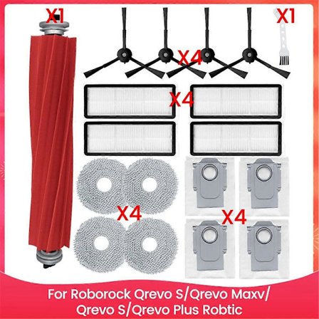 For Qrevo S/Qrevo Maxv/Qrevo S/Qrevo Plus Robotstøvsuger Hovedsidebørste Hepa Filter Moppeklut[YDE]