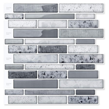 Skrell og lim murstein kjøkken backsplash selvklebende veggfliser steindesign, 4 ark