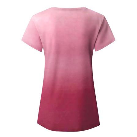 Kvinnlig Gradient T-shirt V-ringad Streetwear Kort Ärm Sommar