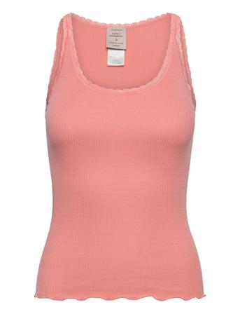 Cotton Top Regular W/ Lace Top Ærmeløs Top Lyserød Barbara Kristoffersen By Rosemunde