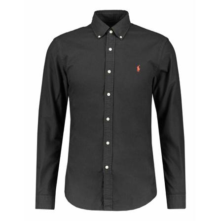 Polo Ralph Lauren Men shirt slim fit long arm , Zwart , Heren , Maat: M