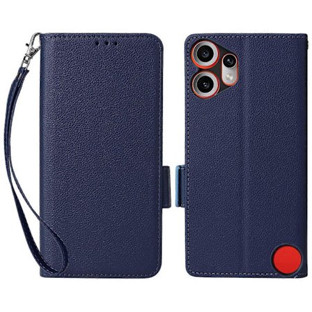 For Nothing CMF Phone 2 Pro Etui med Håndledsrem Litchi Tekstur PU Læder Pung Telefon Cover - Mørk