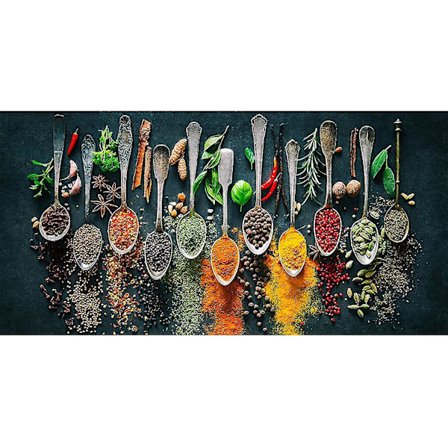 Lærredsbilleder Tryk Korn Krydderier Ske Grøntsager Mad Frugt Køkken (30x60cm)