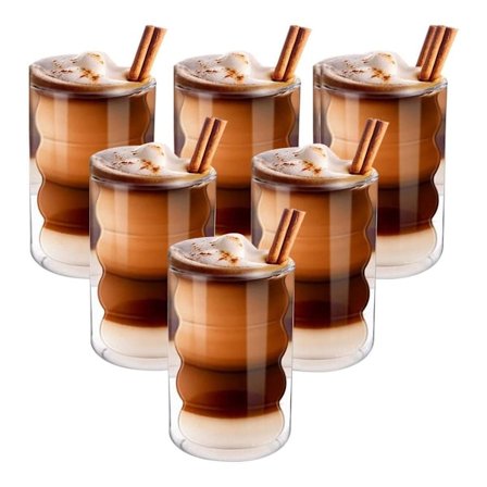 Latte macchiato-glas dubbelväggiga 350ml set om 6, termoglas KLB