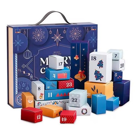Adventskalender med 24 lådor - Blå