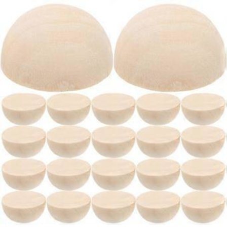 50 stk. Halve Treperler DIY Ubehandlede Trekuler Halvkule Trehåndverk Kuler Dome Perle