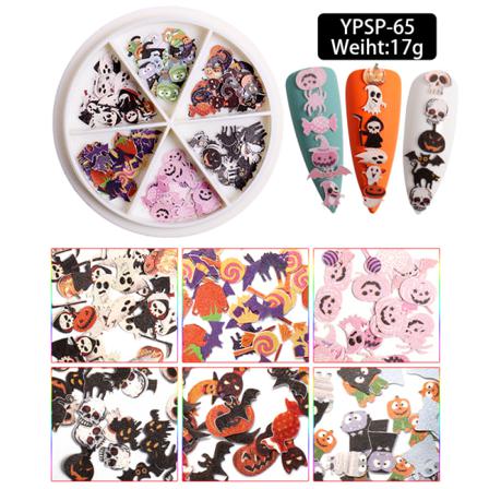 6 Grids Christmas Snowflakes Nagelpaljetter Halloween Slices 3d