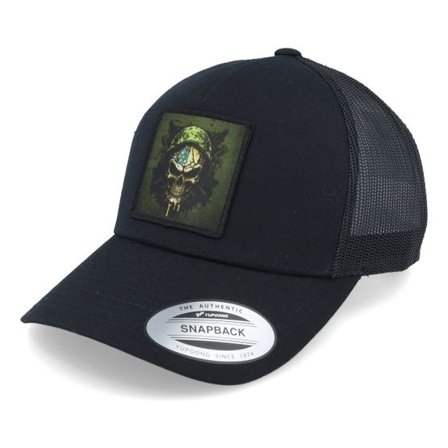 Iconic - Svart trucker Keps - Army Skull Patch Black A-frame Trucker @ Hatstore