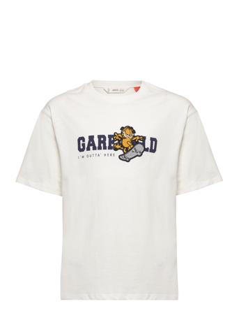 Garfield Cotton T-Shirt T-shirts Short-sleeved Hvit Mango*Betinget Tilbud