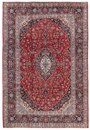 Keshan Rug 246X365 Dark Red/Black Wool, Persia
