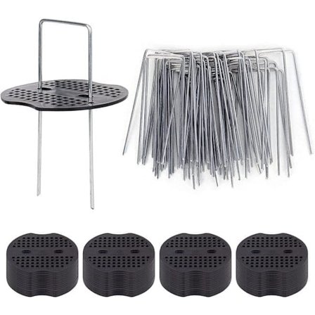 Jordspyd 50-pak, ankerpløkker til haven - Rustfrit stål, U-formet, Drivhus - Sølv - 100 × 40×3 mm