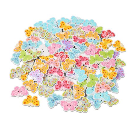 100 stk. 1 tomme Sommerfugl Træknapper Blandet Tryk Dekorativ Træknapper til Syning DIY Håndværk Type 4 100 stk. 1in