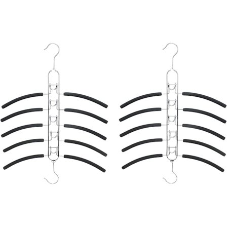 2-pakning 5 i 1 flerlags metallkleshengere multifunksjonell plassbesparende sklisikker skumbelegg avtagbar henger for skjorter gensere dresser jakker