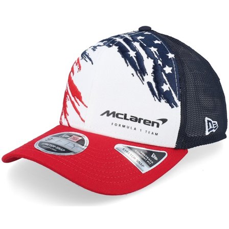 New Era - Motor White trucker Czapka Z Daszkiem - McLaren F1 24 Austin Team 9FIFTY Stretch Snap White/Black Trucker @ Hatstore