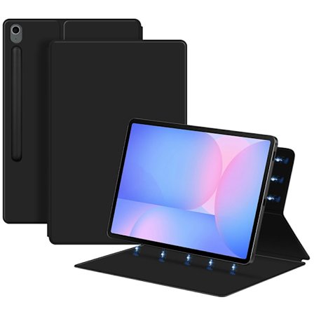 SKALO Samsung Galaxy Tab S10 FE+ Magnetic Fold PU-Läder Skal - Svart