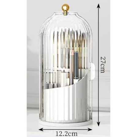 Sminkborstförvaringslåda med lock, 360° roterande, vattentät och dammtät, transparent lock.
