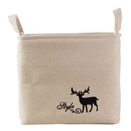 Beige Bomuldsvasketøjskurv med Håndtag, Sød Sammenklappelig Tøj Diverse Taske Box Holder Organizer-L