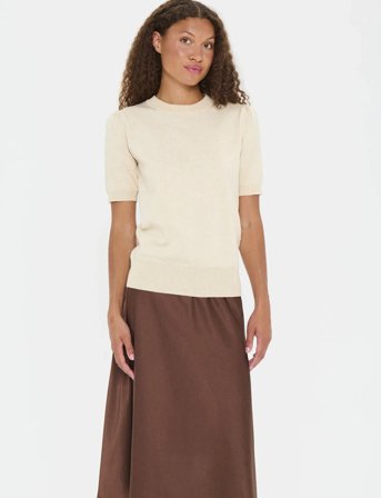 Saint Tropez Milasz Ss Pullover - Cream - XL