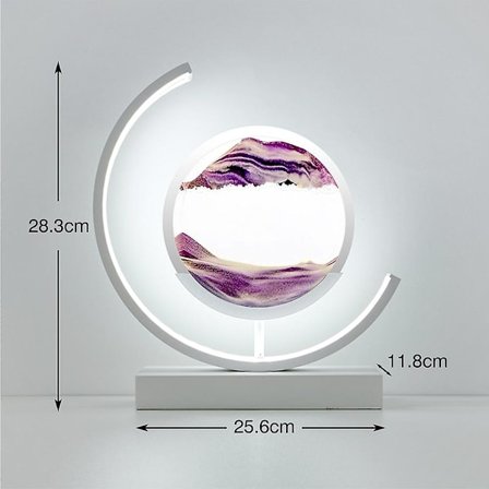 Flytande sand 3D konst LED bordslampa dynamisk naturlandskap kreativt flytande sandbild flytande sandkonst kallt ljus-lila
