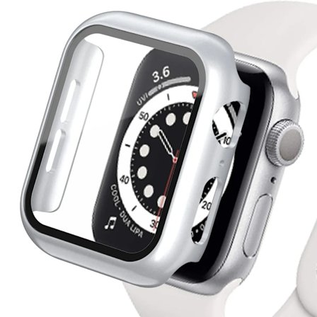 Hårdskal för Apple Watch-fodral 9 8 7 6 5 4 38 40mm Tillbehör Skärmskydd iWatch Serie 44mm 45mm 41mm 42mm Silver Silver Silver Silv