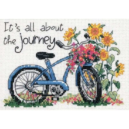 The Journey'n Polkupyörä Laskuriristipistin Paketti, 14 Laskentaa Valkoinen Tyhjä Kangas, 7" x 5"""