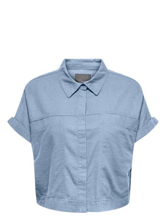 ONLY Carmakoma Carcaro S/S Linen Bl Boxy Shirt - Blue - 44