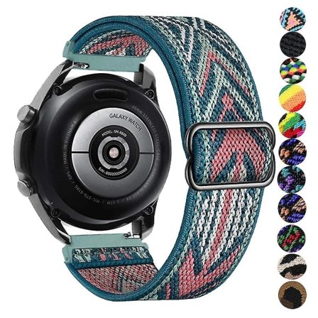 Nylon för Samsung Galaxy Watch 4/classic/46mm/active 2/gear S3 Justerbart elastiskt armband Svart 22mm